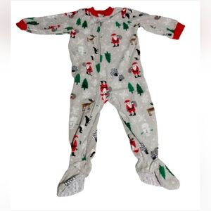 Carters zip up Christmas pajamas with grippy feet size 18 months‎